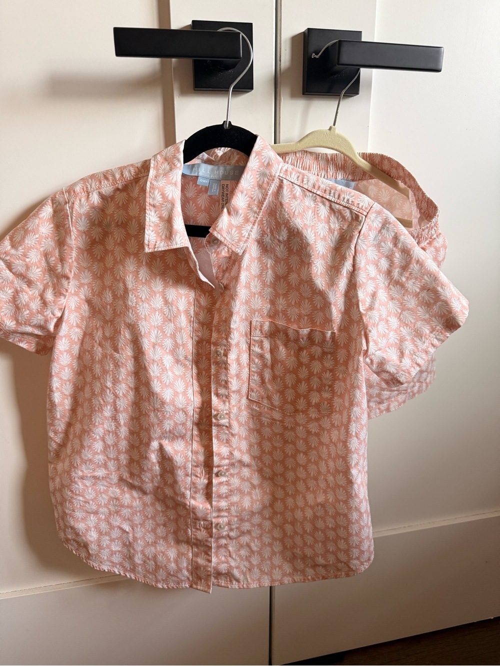 Hill House Boys Shirt and Shorts Matching Set Coral Baroque Size 7/8 YR